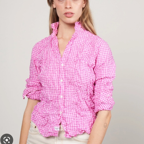 FRANK & EILEEN Pink Linen Gingham "Barry" Top - Picture 7 of 12